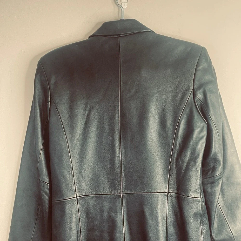 Vintage Y2K Leather Indie Chic Jacket Small Cyber Punk Matrix Urban 70s Trench